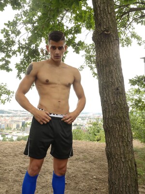 Athletic Luke Geer Strips And Exposes His Hard Cock Outdoors.