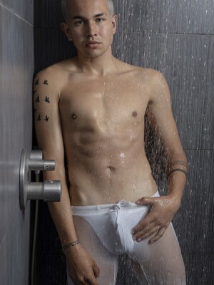 cute blond twink in shower