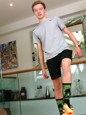 Eighteen Year Old Footballer Bradley Shows his Lean Body & Long and Thick Uncut Cock!