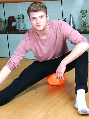 Straight Blond Footballer Archie Wanks his Uncut Cock Wearing his Football Kit & Cums all over Himself!