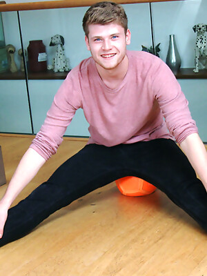 Straight Blond Footballer Archie Wanks his Uncut Cock Wearing his Football Kit & Cums all over Himself!