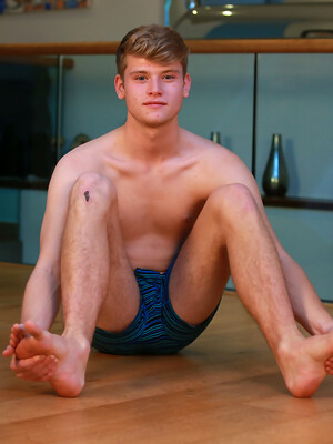 Young Blond Footballer Archie Shows off his Athletic Body & Rock Hard Uncut Cock!