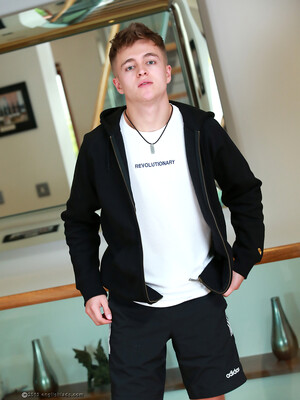 Young Toned Straight Pup Harrison Shows off his Perfect Rocket Uncut Cock & Natural Blond Bush!