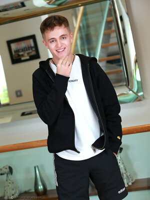 Young Toned Straight Pup Harrison Shows off his Perfect Rocket Uncut Cock & Natural Blond Bush!