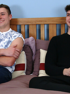 Young Straight Lad Charlie's 1st Man Wank with Jack's Thick Uncut Cock & Jack Cums Over His Shoulder!