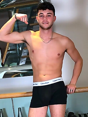 Young Toned Footballer Wanks his Hard Uncut Cock & Squirts a Load of Cum Everywhere!