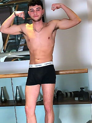 Young Toned Footballer Wanks his Hard Uncut Cock & Squirts a Load of Cum Everywhere!