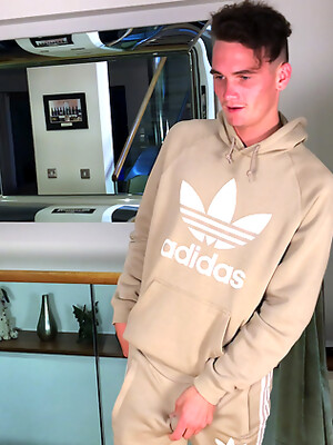 Young Horny Lad Flynn Wank his Massive Uncut Cock & Gets a Little Helping Hand & Shoots a Big load!