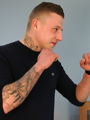 Young Straight MMA Fighter Wanks his Big Uncut Cock & Shoots his Load!