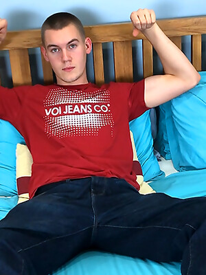 Young Straight Pup Barnaby's 1st Manhandling & his Huge Unuct Cock is Rock Hard & Shoots Big!