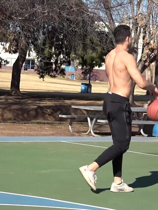 Tall Jock Sean Lee Shoots Some Hoops and Jerks His Uncut COCK