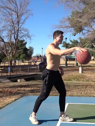 Tall Jock Sean Lee Shoots Some Hoops and Jerks His Uncut COCK