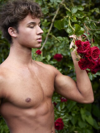 Jacob in rose garden