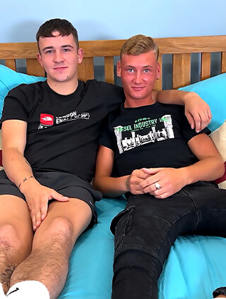 Young & Horny Lads Wank Each Other's Big Uncut Cocks & Troy gets Covered in Cum!