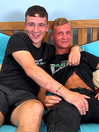 Young & Horny Lads Wank Each Other's Big Uncut Cocks & Troy gets Covered in Cum!