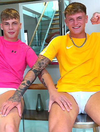 Straight Best Mates Wank their Hard Uncut Cocks Together and Shoot Cum Everywhere!