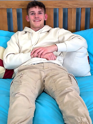 Young Straight Rugby Player Pumps his Tight Hole & Wanks his Uncut Cock & Squirts a Load of Cum!