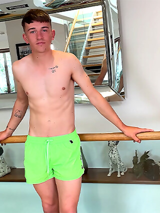 Young Straight Stud Shows off his Lean Body & Wanks his Big Hard Uncut Cock & Shoots a Load!