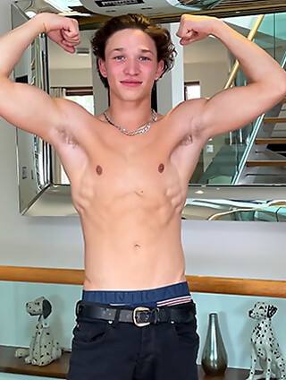 Young Straight & Extremely Ripped Harry Wanks his Huge Uncut Cock & Squirts a Big Load!