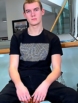 Young Handsome Pup gets Wanked by Another Man & his Uncut Cock is Rock Solid & Squirts Loads!