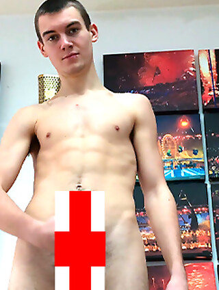 Young Handsome Pup gets Wanked by Another Man & his Uncut Cock is Rock Solid & Squirts Loads!