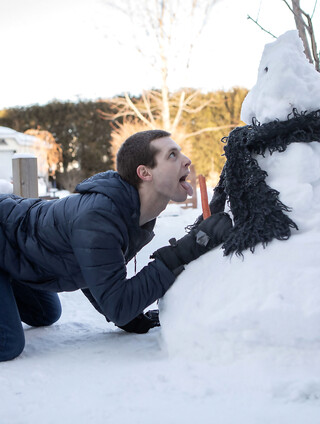 Gay snowman Bo Sinn fucking twink Benjamin Blue in the ass from behind